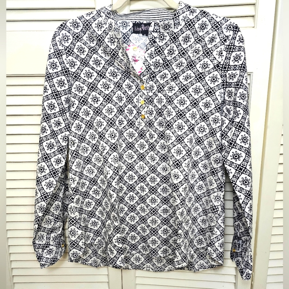 Liza Byrd blouse black and white small
